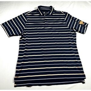 FG Tech Mens XL Golf Polo Shirt Navy Blue Striped SLCC Performance‎ Short Slv